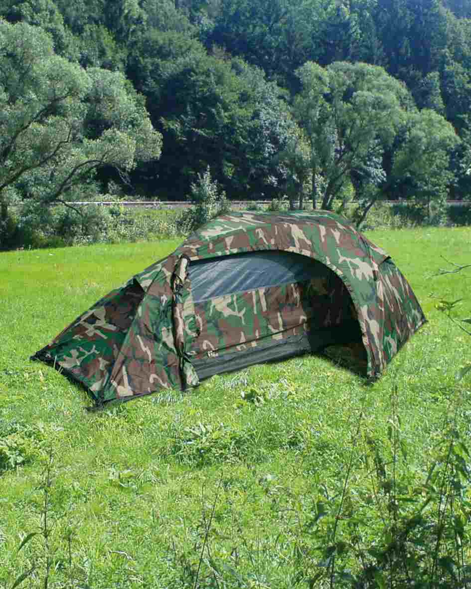 Mil-Tec RECOM, jednomiestny tunelový stan, dvojplášťový - WOODLAND
