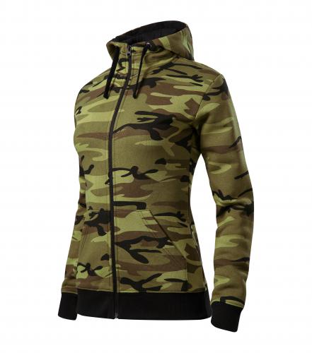 CAMO ZIPPER dámska maskáčová mikina s kapucňou - woodland CZ vzor 95