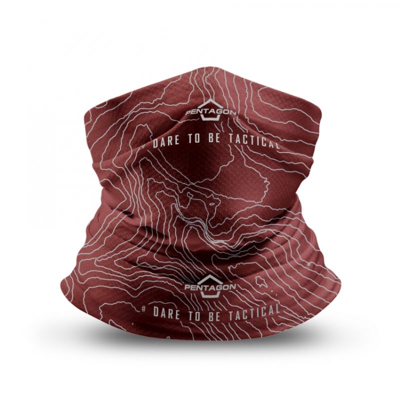 Pentagon SKIRON TOPOGRAPHIC MAP multifunkčná šatka - MAROON RED