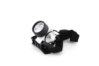 LED - čelovka, 7 LED, 3x AA bat., 4 cm priemer - ŠEDÁ
