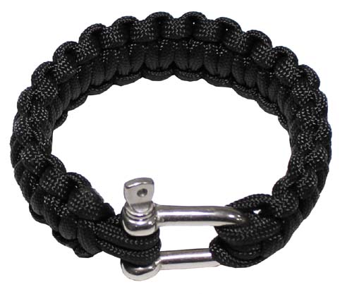 PARACORD - náramok, kovový zámok, šírka 2,3cm - ČIERNA