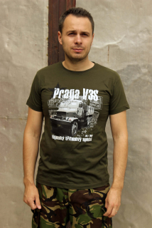 Tričko s viacfarebnou potlačou "Praga V3S" - OLIVOVÉ