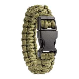 M-Tramp náramok PARACORD 2cm/20cm/2,7m, plastová spona - OLIVA