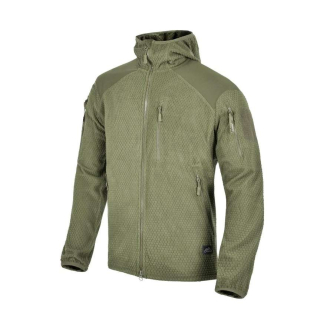 Helikon-Tex ALPHA HOODIE flísová mikina s kapucňou, GRID FLEECE - OLIVA