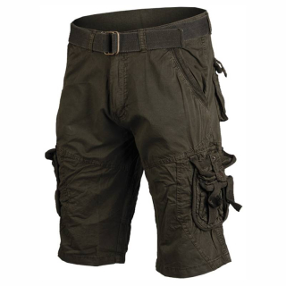 Mil-Tec kraťasy Vintage Survival Shorts, 100% bavnla, prewashed - OLIVA